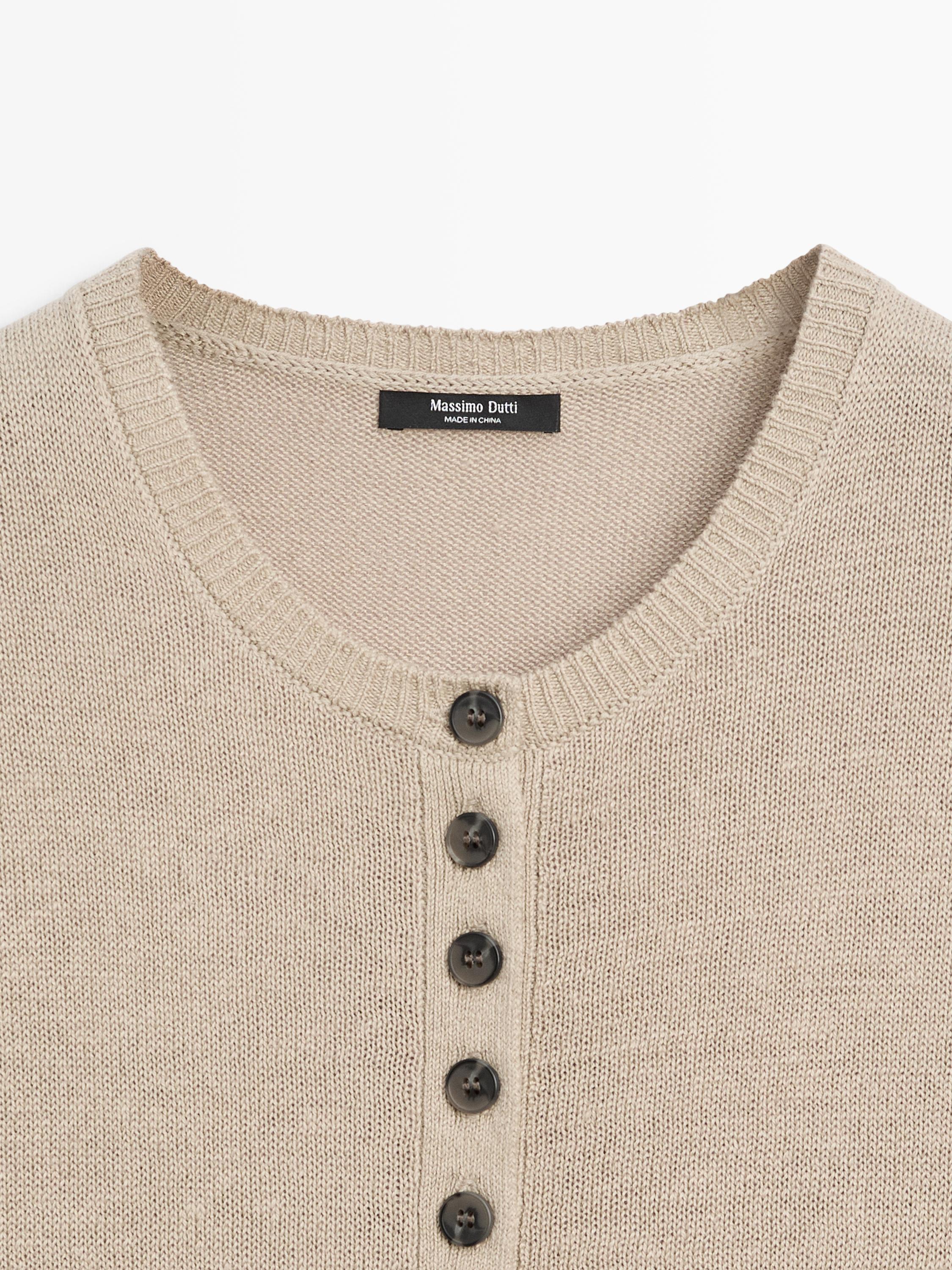Linen blend short sleeve cardigan